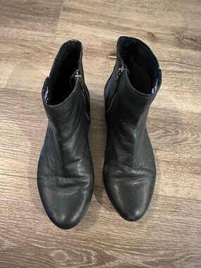 Born Black Leather Ankle Booties with Side Zipper